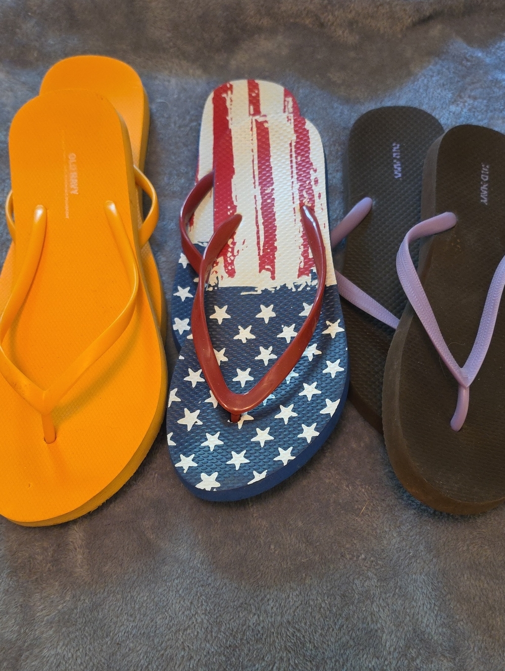 Old Navy Women's Flip Flops - Orange, Red/Blue Stars, Black/Purple